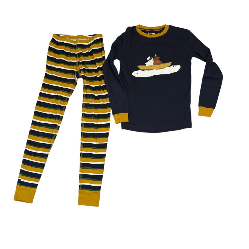 Hable Construction for Garnet Hill Kids Polar Bear Striped Pajama Set Size 12
